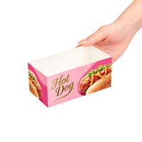 Boîte à hot-dogs personnalisée, emballage en papier recyclable, résistant à la graisse, boîte alimentaire jetable pour la restauration