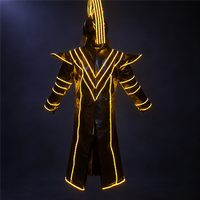 Costume d'Empereur Romain Lumineux à LED, Robe de Service de Bouteilles pour Boîte de Nuit, Casque de Guerrier Lumineux, Tenue de Danse pour Spectacles sur Scène de Bar KTV