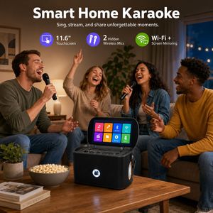Machine de karaoké portable avec écran tactile de 11,6 pouces, deux micros sans fil, Bluetooth, Wi-Fi, système de haut-parleurs Android 11 - Product Image 5