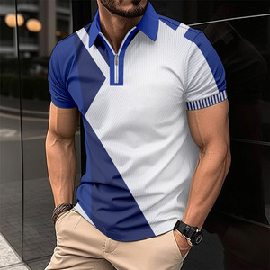ที่กําหนดเองคุณภาพสูงหน้าจอพิมพ์บุรุษเสื้อ Boxy ผ้าฝ้าย Streetwear วินเทจซิปผู้ชายเสื้อยืดโปโลลําลอง