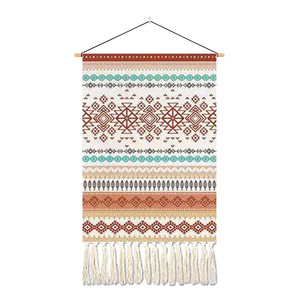 <span class=keywords><strong>Tapisserie</strong></span> psychédélique en macramé, <span class=keywords><strong>tapisserie</strong></span> murale en coton faite à la main avec pompon, décoration murale pour la maison - Product Image 5