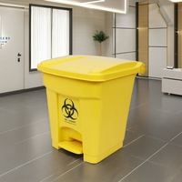 Seau de stockage de déchets biologiques rectangulaire en plastique rouge de 20 L avec pédale pour usage médical en milieu hospitalier