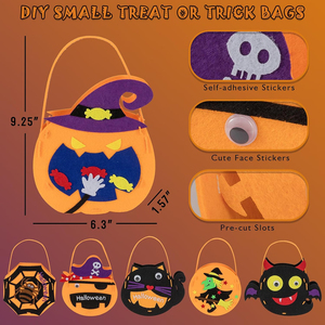 Kit <span class=keywords><strong>DIY</strong></span> pour sacs de bonbons d'Halloween : Créez vos propres sacs cadeaux en feutre pour enfants, idéal pour les fêtes d'Halloween - Product Image 4
