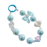 À la mode petites perles fraîches porte-clés pendentif bricolage coque de téléphone Bracelet perlé Transparent chaîne de charme de téléphone portable pour femmes filles