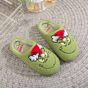 Chaussons d'intérieur en fourrure pour couples, style dessin animé Grinchmas Green <span class=keywords><strong>Grinch</strong></span>, design de Noël, en stock, prêts à être expédiés - Product Image 6