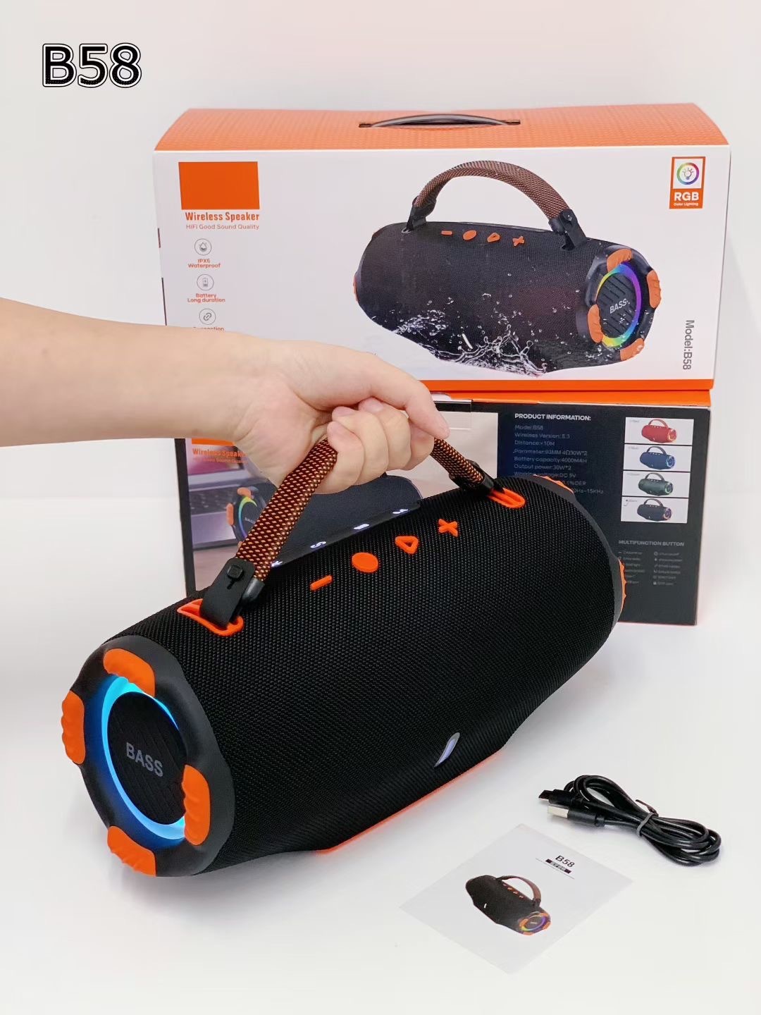 New Arrival B58 Handheld Smart Speaker High Volume HIFI Stereo Subwoofer Outdoor Portable Heavy Bass Audio Speaker · image 7