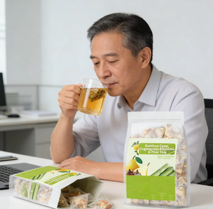 Thé de poire artisanal premium en canne de bambou de qualité alimentaire, 12g x 20 sachets pyramidaux, apaisant pour la gorge, hydratant pour soulager la sécheresse - En stock - Product Image 3