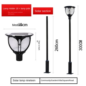 Lampadaire solaire LED de jardin 300 cm de hauteur, corps en fer IP66, abat-jour en verre, blanc chaud doux 2700K, contrôle par détecteur de mouvement, angle de faisceau 144° - Product Image 3