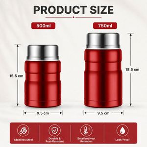 Custom Logo Stainless Steel Vacuum Insulated <b>Food</b> Jar Portable Thermal Lunch Box Soup <b>Thermos</b> with Foldable Spoon - Product Image 2