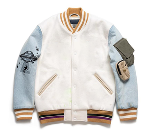 사용자 정의 로고 하이 퀄리티 느슨한 야구 대표팀 재킷 남자 씻어 빈티지 데님 폭격기 자수 재킷 - Product Image 5