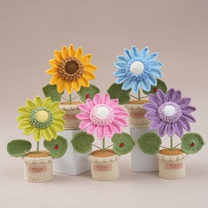Flor Artificial de Girasol en Maceta de 23 cm, Hecha a Mano, para Decoración de Escritorio, Regalo para el Día <span class=keywords><strong>del</strong></span> Maestro - Product Image 1