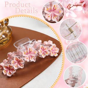 Pinza de Pelo Casual de Plástico de 11cm con Diseño de Flor Dulce, Estilo Vacacional de Girasol para Mujer, Súper Etérea, Accesorios para el Cabello con Diseño de Flor de Cerezo - Product Image 3