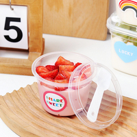 Gobelet à pudding rond carré transparent en PET PP de 220 ml et 280 ml avec cuillères, logo personnalisé, qualité alimentaire, gobelet à mousse, yaourt, dessert