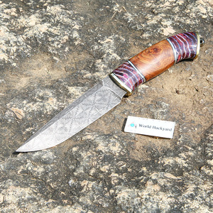 Cuchillo de Caza ZZ13R3 de Lujo con Textura de Red, Acero Sueco, Mango de Dientes de Mamut, Hoja Fija, Cuchillo de Supervivencia para Camping y Selva - Product Image 2