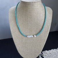 Collier de perles en pierre naturelle turquoise et perles de culture d'eau douce, style bohème, léger, 15 pièces, cadeau pour femme