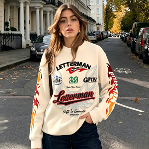 Sweat-shirt à manches longues en tricot gaufré personnalisé en gros pour usine, avec motif imprimé de marque personnalisé, en tissu doux et respirant, idéal pour la mode urbaine - Product Image 5