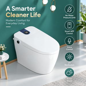 WC intelligent moderne avec chasse d'eau automatique par capteur, chauffage électrique, toilettes intelligentes monobloc avec télécommande - Product Image 2