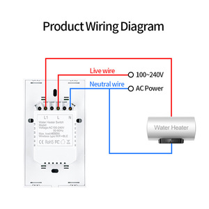 Interrupteur intelligent Wi-Fi Graffiti 118 mm à commande tactile, étanche IPX4 pour chauffe-eau électrique instantané sans réservoir 4000 W - Product Image 4