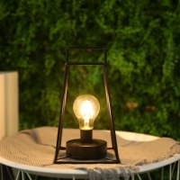 Lampe de table LED sans fil au design simple Lampe de chevet à piles Veilleuse portable en métal noir pour décoration et cadeau