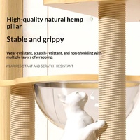 Arbre à chat multifonction en forme de cocotier avec logo personnalisé, hamac, lit et poteau à gratter en sisal pour activités intérieures