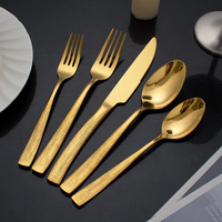 Ensemble de couverts en acier inoxydable martelé doré, couteau, fourchette, cuillère robustes pour hôtel, restaurant, mariage, dîner