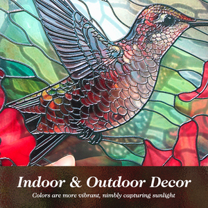 Attrape-soleil en verre Art Déco Colibri marron 25 cm, Décoration florale à suspendre à la fenêtre, Décoration de printemps, Cadeau pour les amateurs de jardin - Product Image 3
