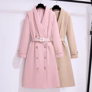 2023 New Charm Khaki Windbreaker Women's Long Coat Fashion High Grade Belted Coat