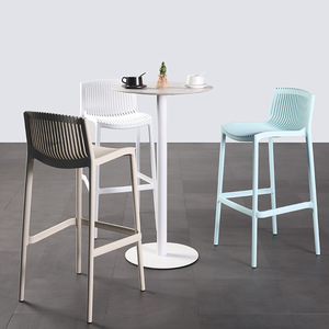Modern Design Stackable Lightweight Restaurant Chairs Counter Height <strong>Backrest</strong> Chair PP <strong>Bar</strong> <strong>Stools</strong> for Balcony Backyard Outdoor - Product Image 2
