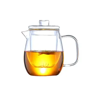 100% 吹口500毫升批发玻璃茶壶带玻璃注入器玻璃茶壶带可拆卸注入器