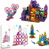 Bloques de Construcción Magnéticos Mini EPT de 3.75CM con Caja Metálica Portátil, Juego de 32-100 Piezas de Fichas Magnéticas Multi-Tema, Juguete STEM 3D para Niños en Viajes