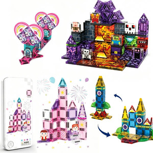 Bloques de Construcción Magnéticos Mini EPT de 3.75CM con Caja Metálica Portátil, Juego de 32-100 Piezas de Fichas Magnéticas Multi-Tema, Juguete STEM 3D para Niños en Viajes - Product Image 1