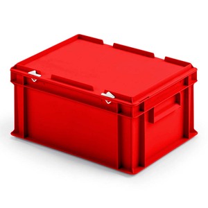 Euro-Deckelbehälter Aus PP, LxBxH 400x300x185 Mm, Rot - Product Image 1