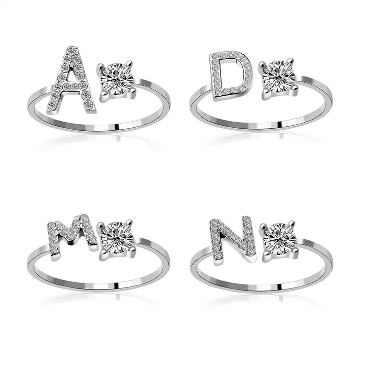 Sterling silver initial ring alphabet letter K high polished 925 silver  unisex ring