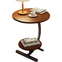 Table de table moderne à deux niveaux Petite table d'appoint en bois Table de café ronde