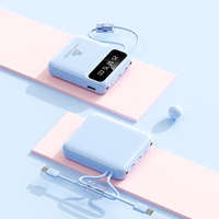 Batterie externe 10000mAh 20000mAh avec câbles intégrés, cordon, affichage numérique LED, chargeur portable rapide, double sortie USB