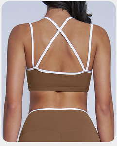 Soutien-gorge de sport pour femme à double bretelle fine croisée dans le dos, rembourrage amovible, maintien léger, pour yoga, gym et entraînement, vente en gros - Product Image 2