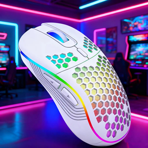 Ratón Inalámbrico Profesional para Juegos, 2400DPI, Recargable, RGB, con Diseño de Panal de Abeja - Product Image 1