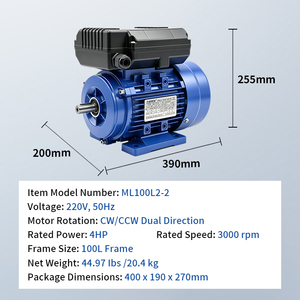 Moteur monophasé à double condensateur ML, prix usine, 0,25 CV/1 CV/1,5 CV/2 CV/3 CV/4 CV/5 CV, pour compresseur d'air - Product Image 2