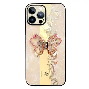 Best Sellers Diamond Pc Hard Butterfly Tpu Edge Mobile Cell Smart Phone Case For Iphone 11 12 13 14 For Ladies 15