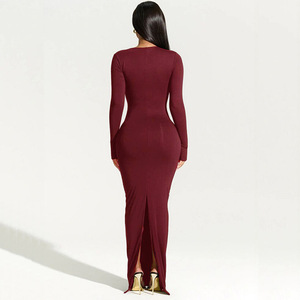 Personalizza il Tuo Design: Abito da Donna a <span class=keywords><strong>Maniche</strong></span> <span class=keywords><strong>Lunghe</strong></span>, <span class=keywords><strong>Vestito</strong></span> Aderente Casual <span class=keywords><strong>con</strong></span> <span class=keywords><strong>Spacco</strong></span> Posteriore, Abito da Festa per Discoteca - Product Image 3