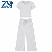 Ensemble de détente d'été 2 pièces Zesheng pour femme : haut froncé sur le côté et pantalon large avec poches – Tenue décontractée