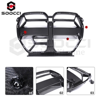Calandre avant double en fibre de carbone sèche style CSL, remplacement de la calandre de radiateur pour BMW G80 G81 M3 G82 G83 M4, cadre de calandre