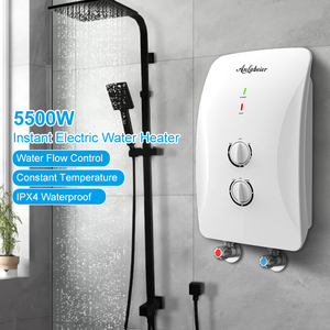 Calentador de Agua Eléctrico Tradicional con Perilla, 5500W, Calentamiento Instantáneo sin Tanque, Carcasa de Plástico Blanca - Product Image 1