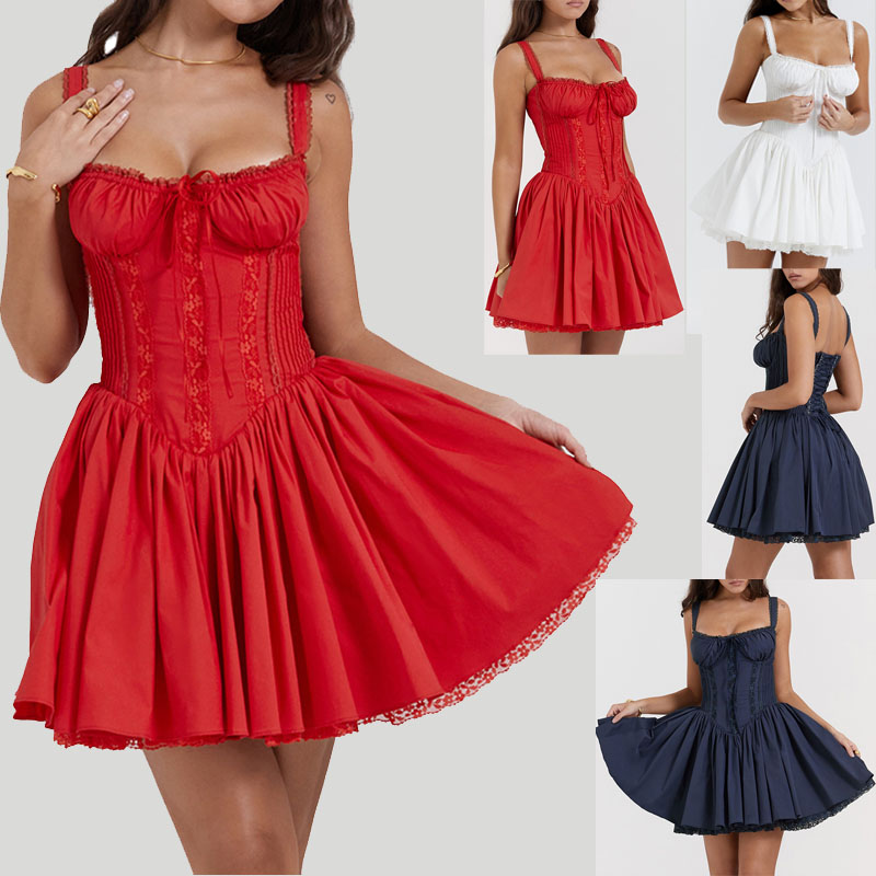 Best Selling Short Lace Flare Dress - Elegant & Casual Women's Fashion