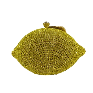 Sac de soirée de luxe en forme de citron avec strass pour mariée, pochette de luxe en diamant, sac à main en cristal pour mariage, pochette de soirée en forme de fruit - Product Image 4