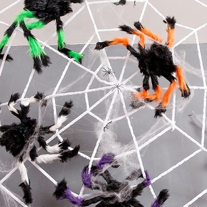 1.5 <span class=keywords><strong>M</strong></span> spider web bulat pesta Halloween, properti laba-laba, festival hantu bar dekorasi rumah hantu jaring putih mewah bulat jaring laba-laba - Product Image 4