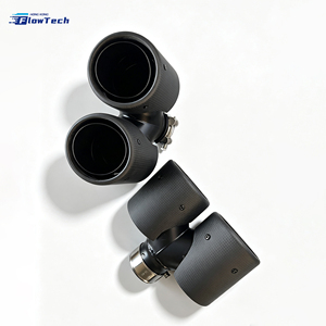 Accesorios de Modificación de Vehículos, Punta de Tubo de Escape Universal para Automóvil, Diseño de Borde con Remallado de Fibra de Carbono Negro Mate - Product Image 1
