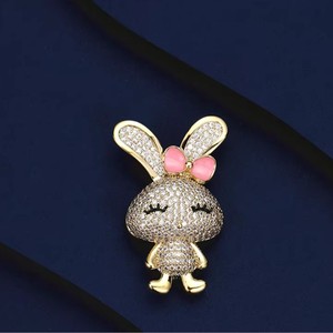 Alloy Cute Rhinestone Rabbit Vintage <b>Brooch</b> Gold Plated Wedding Party Gift Fashion Jewelry with Plating - Product Image 6