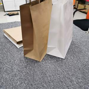 <span class=keywords><strong>Sac</strong></span> en <span class=keywords><strong>papier</strong></span> Kraft blanc avec Logo personnalisé, 50 unités, Shopping artisanal bon marché - Product Image 1