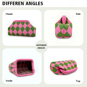 Bolso de Mano con Bloques de Color y Rayas para Mujer, Bolso Cosmético Casual de Punto 3D, Bolso Pequeño de Punto para Maquillaje - Product Image 5